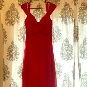 Red off the shoulder dress